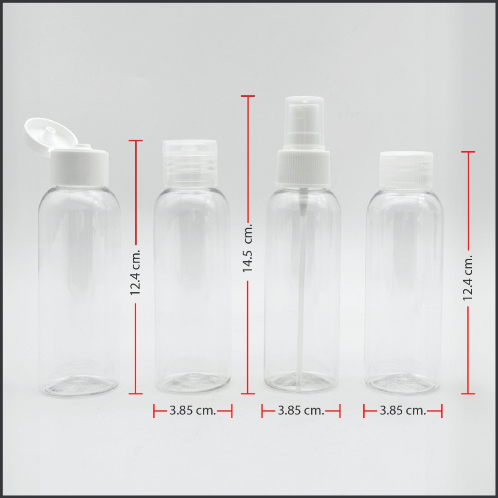 100 ใบ - ขวดพลาสติกใส RC-100 (100 ml) สำหรับ ใส่เจลแอลกอฮอล์โรงแรม ใส่แชมพู ครีมอาบน้ำ ขนาดพกพา เกรดญี่ปุ่น