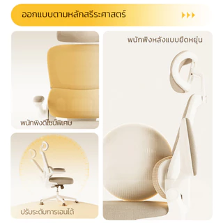 [ฟรีเบาะ]Deli เก้าอี้สำนักงาน เพื่อสุขภาพ เอนได้90-120° แขนปรับได้ นั่งได้นานไม่ปวดเอว Office Chair