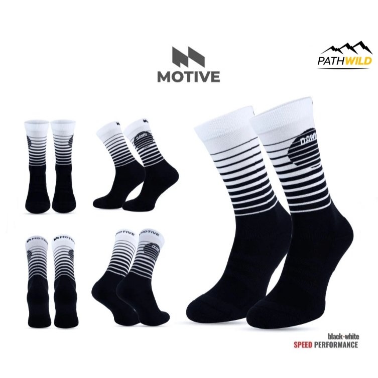 MOTIVE SOCK SPEED PERFORMANCE CREW SOCK รุ่น Dusk till dawn ถุงเท้ากีฬา สำหรับวิ่ง ออกกำลังกาย