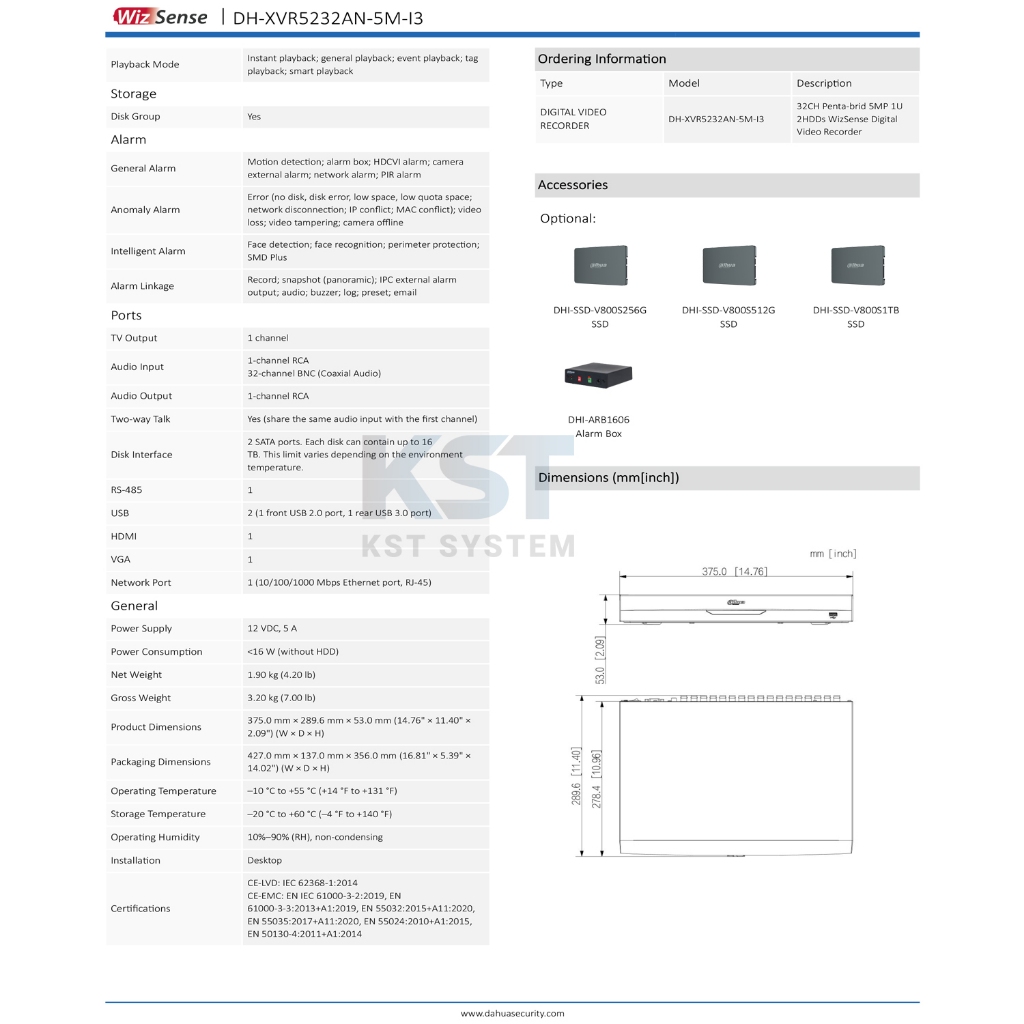 DH-XVR5232AN-5M-I3 เครื่องบันทึก Dahua XVR Wizsense รูปที่ 8