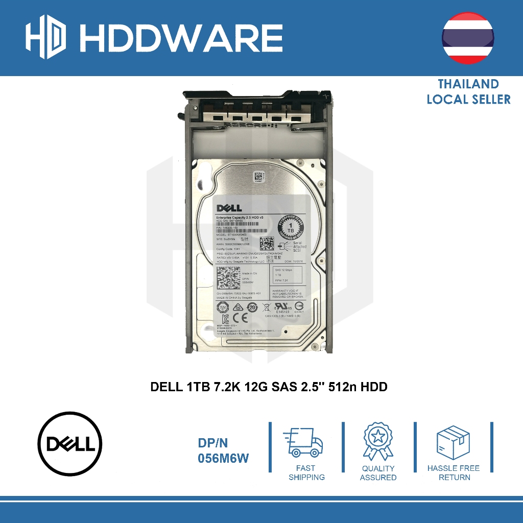 DELL 1TB 7.2K 12G SAS 2.5'' 512n HDD // 056M6W // 56M6W // ST1000NX0453 // 1VE200-150