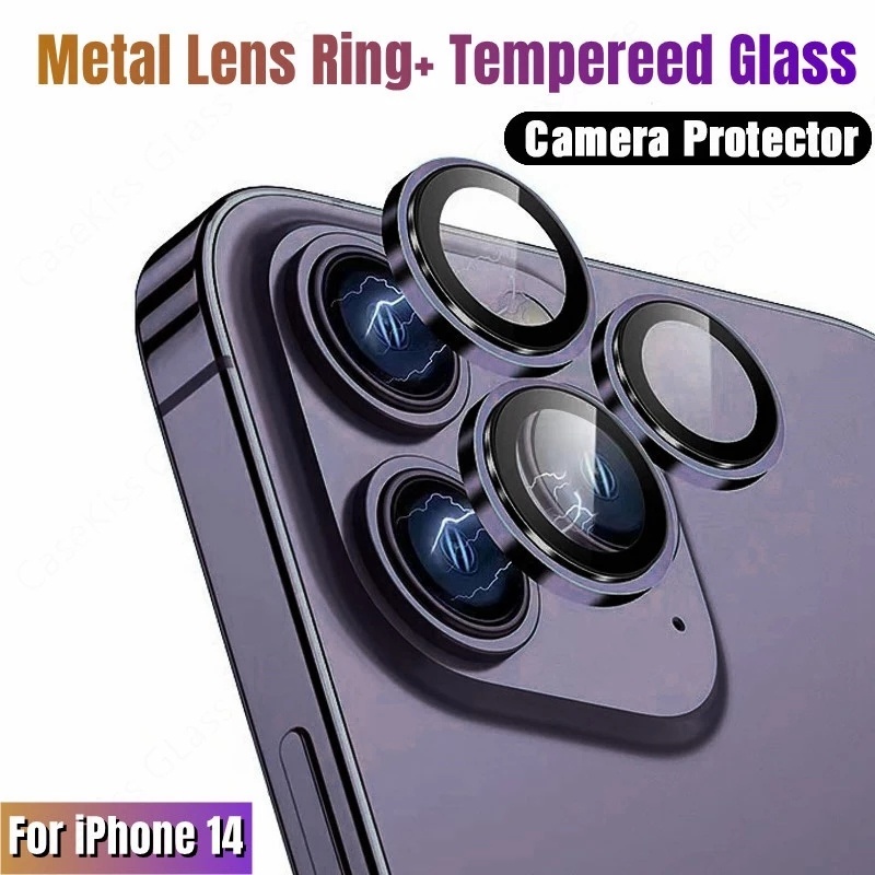 ตัวป้องกันเลนส์กล้องกระจกนิรภัยสำหรับ for iPhone 16 15 13 12 14 Pro Max 11 12 13 Pro 14 Plus ตัวป้องกันกล้องโลหะขนาดเล็ก