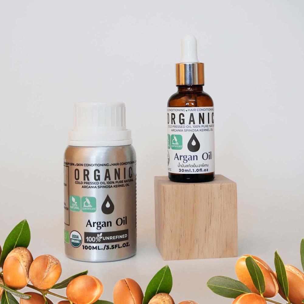 น้ำมันอาร์แกน อาร์แกนออยล์ ออร์แกนิค บริสุทธิ์ สกัดเย็น 30-100กรัม Argan Oil Organic