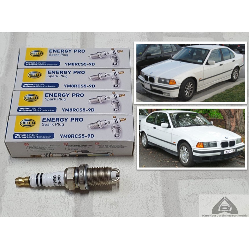 หัวเทียน รถบีเอ็ม BMW E36 ขุด 4 หัว / 6 หัว / 10 หัว ชนิดยิธเทรียม ระยะใช้งาน 40,000 กม : Hella YM8RCS5-9D