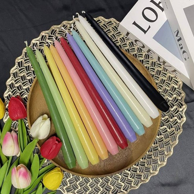 พร้อมส่ง เทียนแท่ง เทียนเทปเปอร์ ขนาด10นิ้ว แพ็ค/6ชิ้น เลือกสีได้ Tapper Candles 6Stick/Pack.