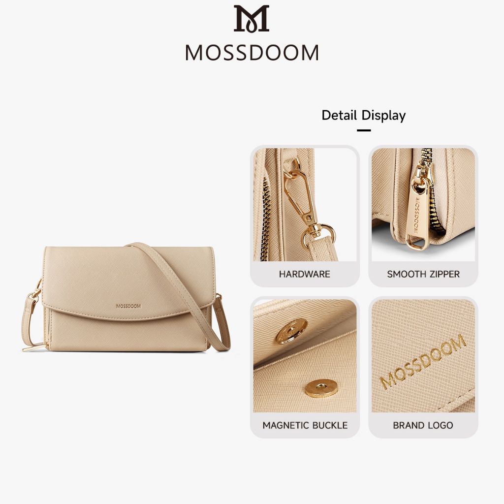 MOSSDOOM Eve Bag กระเป๋าสะพายสุภาพสตรีสไตล์มินิมอล กระเป๋าแฟชั่น มี5สี(ดำ/แอปริคอท/ชมพู/ขาว/น้ำเงิน) สีสวยตรงปก - รูปที่ 5