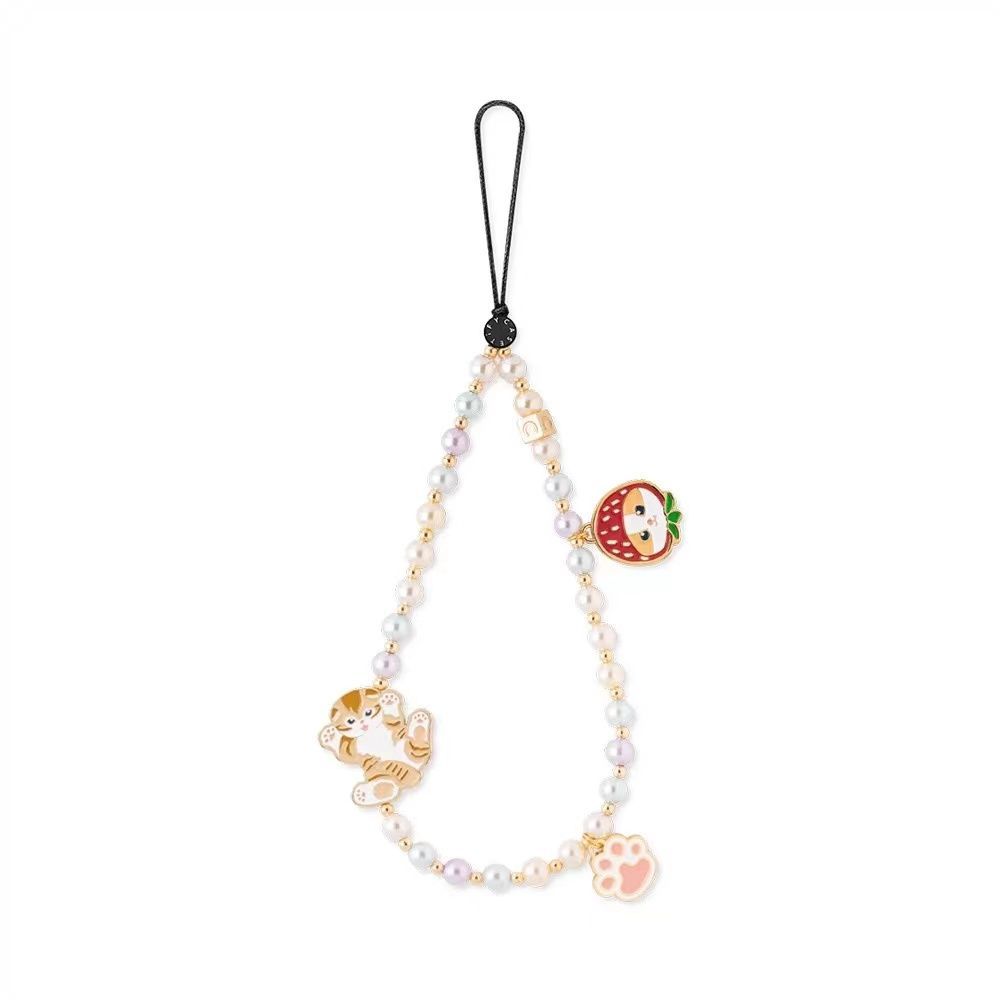 CASETiFY Strawberry Cat Mobile Phone Chain Creative Lanyard Accessories Anti-fall Fashion Personality Cute Art Beading W
