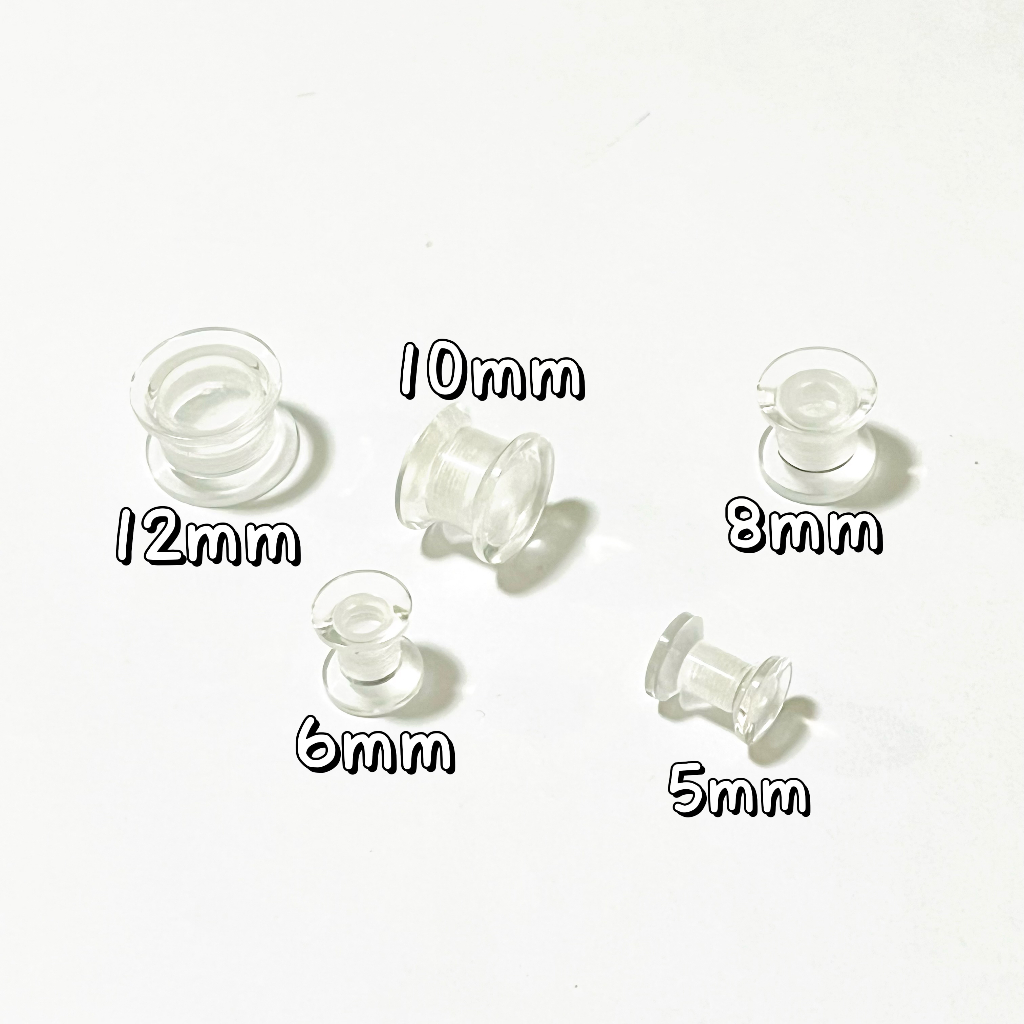 ต่างหูจิวตาไก่5mm--12mm (1pcs)-พลาสติก-black-white