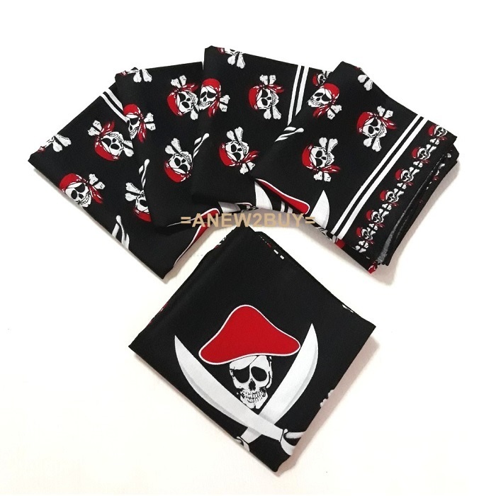 ผ้าลายกะโหลก โจรสลัด ใช้โพกหัวหรือพันคอ (Skull Bandana Scarf Headwrap)