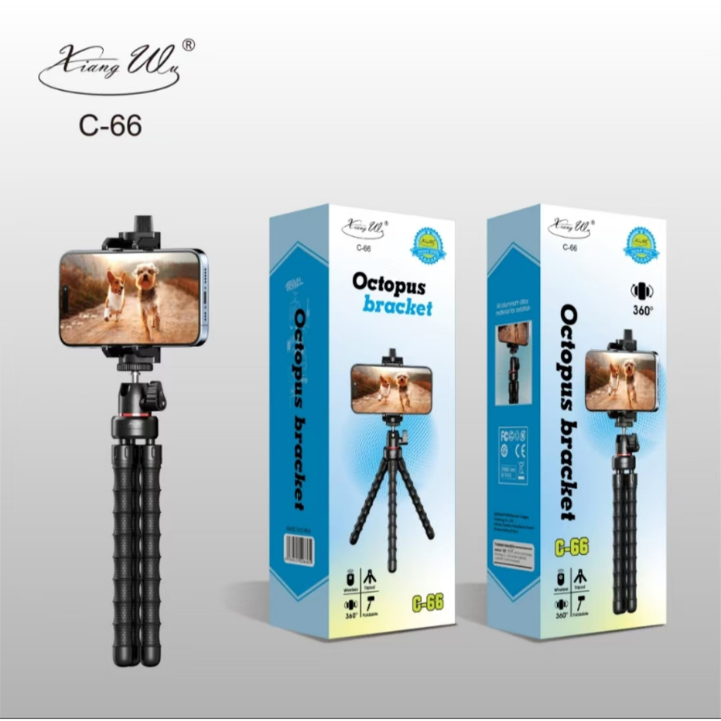 XiangWu C-66 ขาตั้งหนวดปลาหมึก ขาตั้งใส่มือถือ/ กล้องDSLR/ Gopro สำหรับพกพา คล้องวัตถุได้อย่างอิสระ