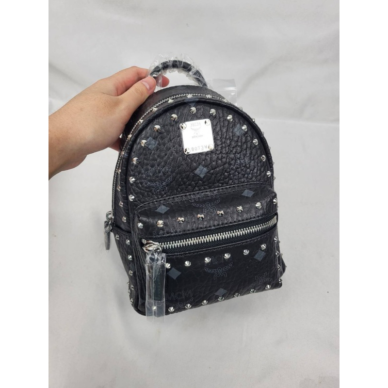 New Mcm stark Side Studs Bebe Boo Backpack x- mini สีดำหมุด