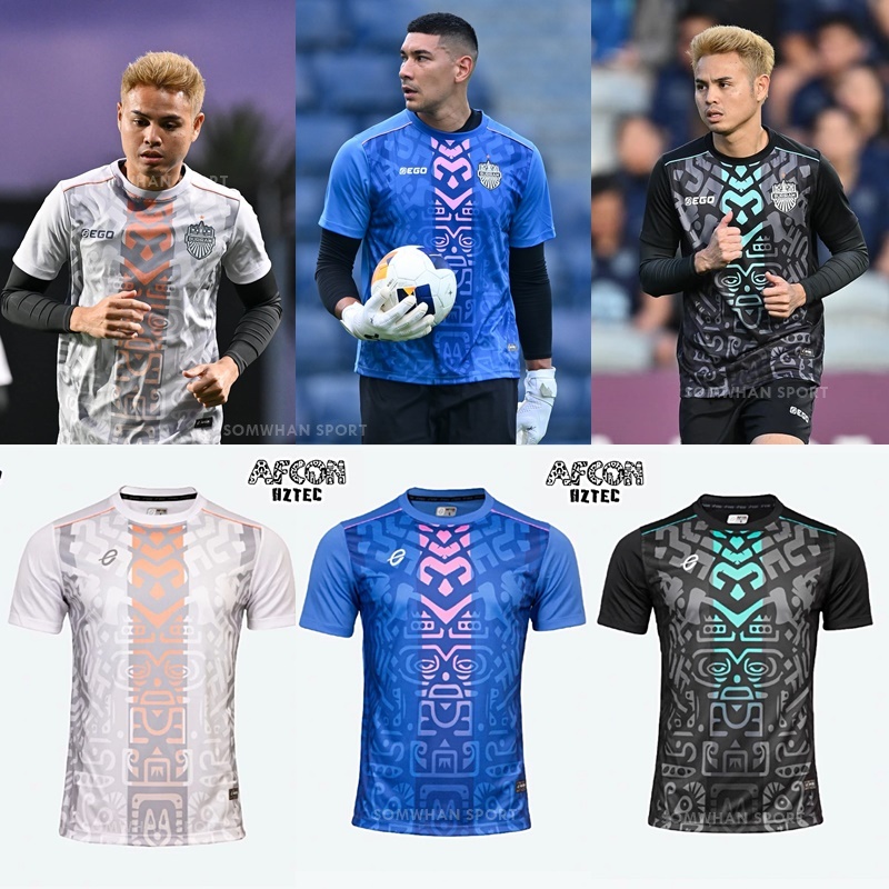 EGO SPORT X AFCON AZTEC เสื้อกีฬาคอกลม พิมพ์ลายชนเผ่า สุดเท่ ไล่สีด้านหน้า รุ่นใหม่ล่าสุด