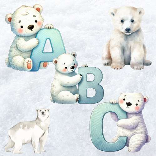 ตัวรีดติดเสื้ออักษร   A - Z  F.50 ฟ้อนต์หมีขาวขั้วโลกเหนือ รีดง่ายรีดติดทุกเนื้อผ้า