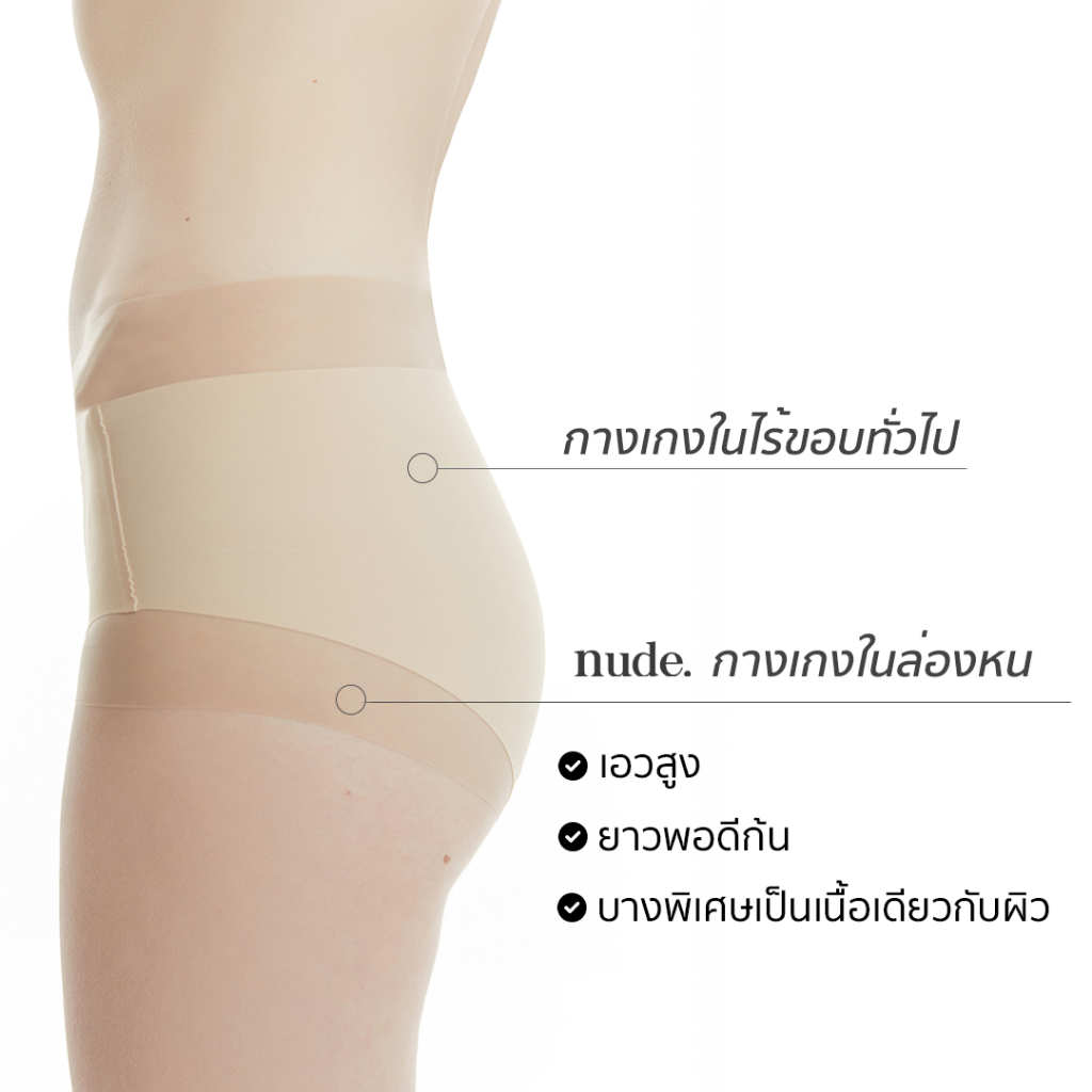 nude. กางเกงในไร้ขอบ Seamless High Rise Briefs เอวสูง เต็มตัว ปกปิดสรีระ รูปที่ 2