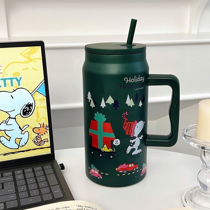แก้วเก็บอุณหภูมิ Snoopy มีฝาและหลอดให้ครบเซ็ท แก้วสแตนเลส เก็บความเย็นความร้อน ความจุ1500ml🌟