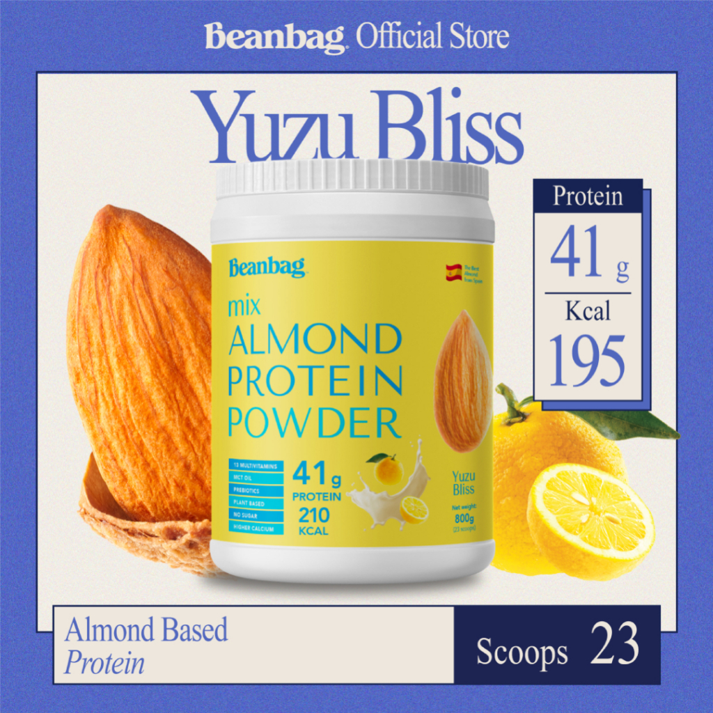 Beanbag Mix Almond Protein โปรตีนอัลมอนด์และโปรตีนพืชรวม 5 ชนิด รส Yuzu Bliss 800g