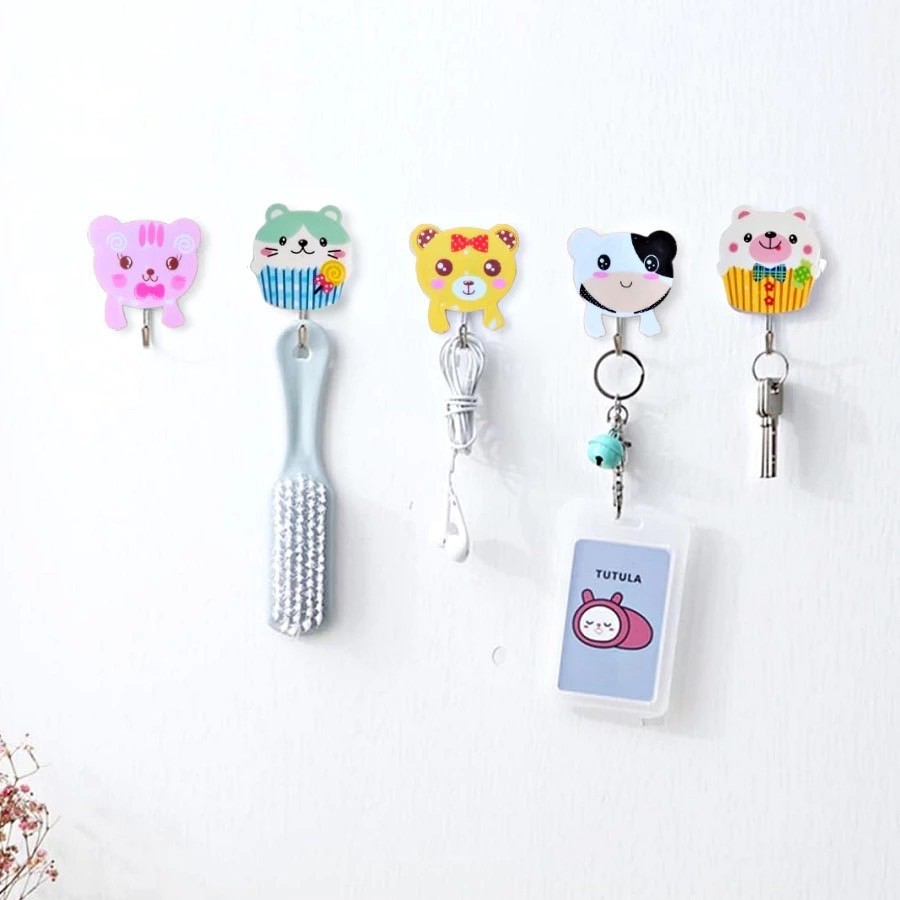 พร้อมส่ง แขวนของ ติดผนังแน่น มีกาว ลายรูปสัตว์ *0506 30169 the10shop.