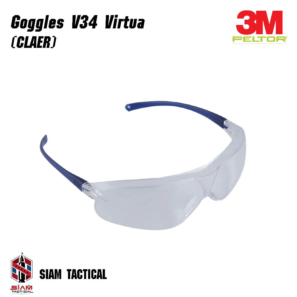 3M V34 แว่นตานิรภัยกันสะเก็ด เลนส์กัน UV400 เคลือบสารกันฝ้า