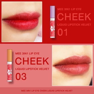 **No.1ขายดี ลิปเนื้อเวลเว็ทติดทนนาน ไม่ตกร่อง Mee 3in1 Lip Eye cheek liquid lipstick velvet