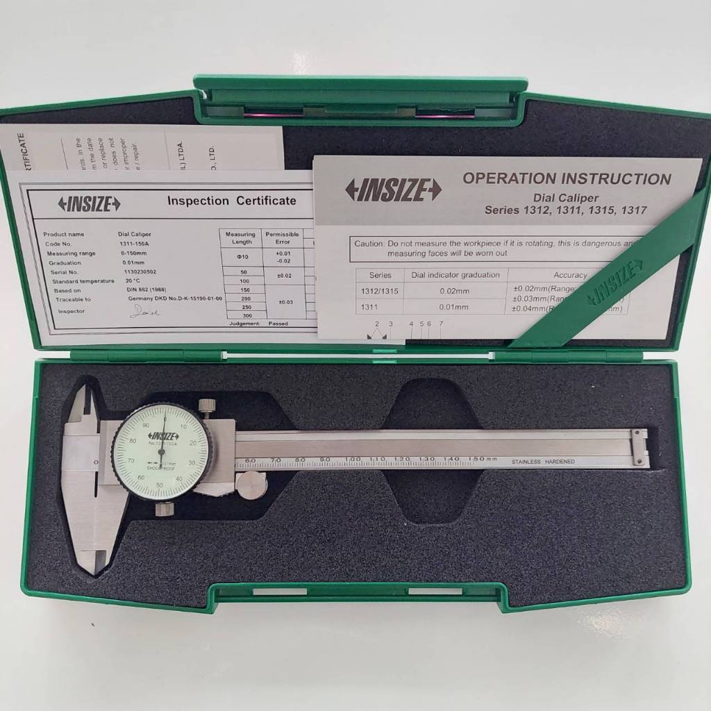 เวอร์เนียร์เข็ม 6" 8" 12" ความละเอียด 0.01mm Dial Caliper เวอร์เนียร์ไดอัล INSIZE 1311-150A 1311-200