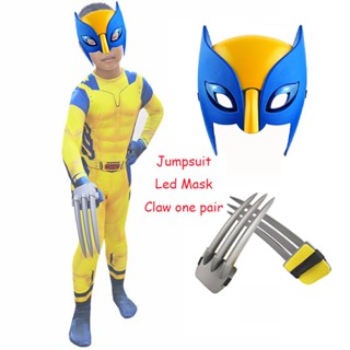 🇹🇭 เด็กแ & ผู้ใหญ่ Wolverine Cosplay Costume Mask Claw เด็กเ…