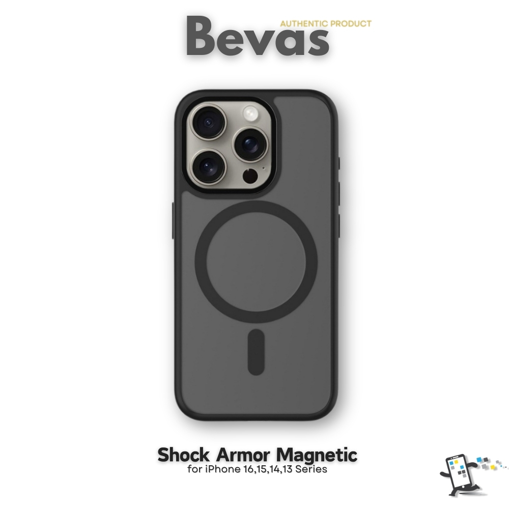 Bevas Shock Armor Magnetic เคสสำหรับ iPhone 16. 15. 14 และ iPhone 13 series