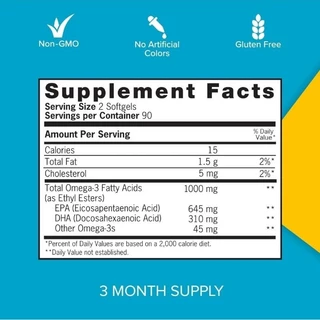 ✨️พร้อมส่ง✨️Qunol Omega 3 Fish Oil, 1,000 mg. (180 Mini Softgels)