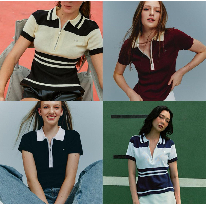 STUDIO UNKNOWN - Stella Polo Top เสื้อเชิ้ตโปโลตกแต่งอะไหล่โลโก้