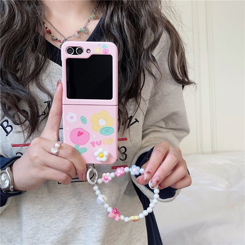 พร้อมส่งจากไทย ! เคสฟลิปลายดอกไม้พาสเทลแสนน่ารัก พร้อมสายคล้องมือ (2009) for Samsung Galaxy Z Flip7 Flip6 Flip5 Flip4/3 ราคา ถูกที่สุด ดีลบีเคเค แกลเลอรีภาพที่ 2