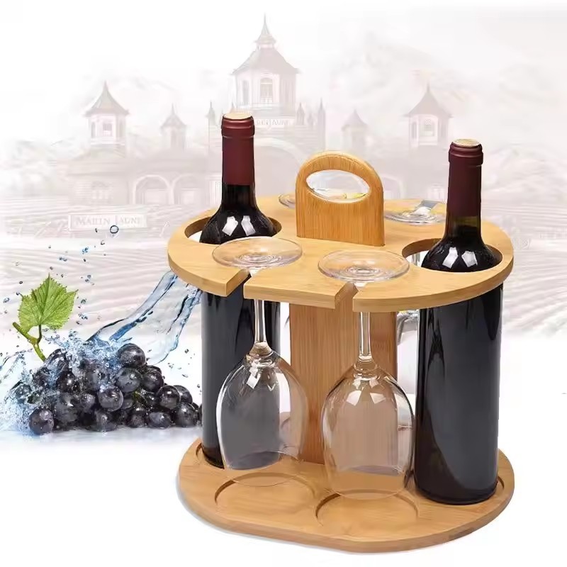ชั้นวางแก้วไวน์ Wine glass rack ชั้นวางขวดไวน์ชั้นวางแก้วชั้นจัดไวน์ชั้นไม้ไผ่จัดแสดงบนโต๊ะ