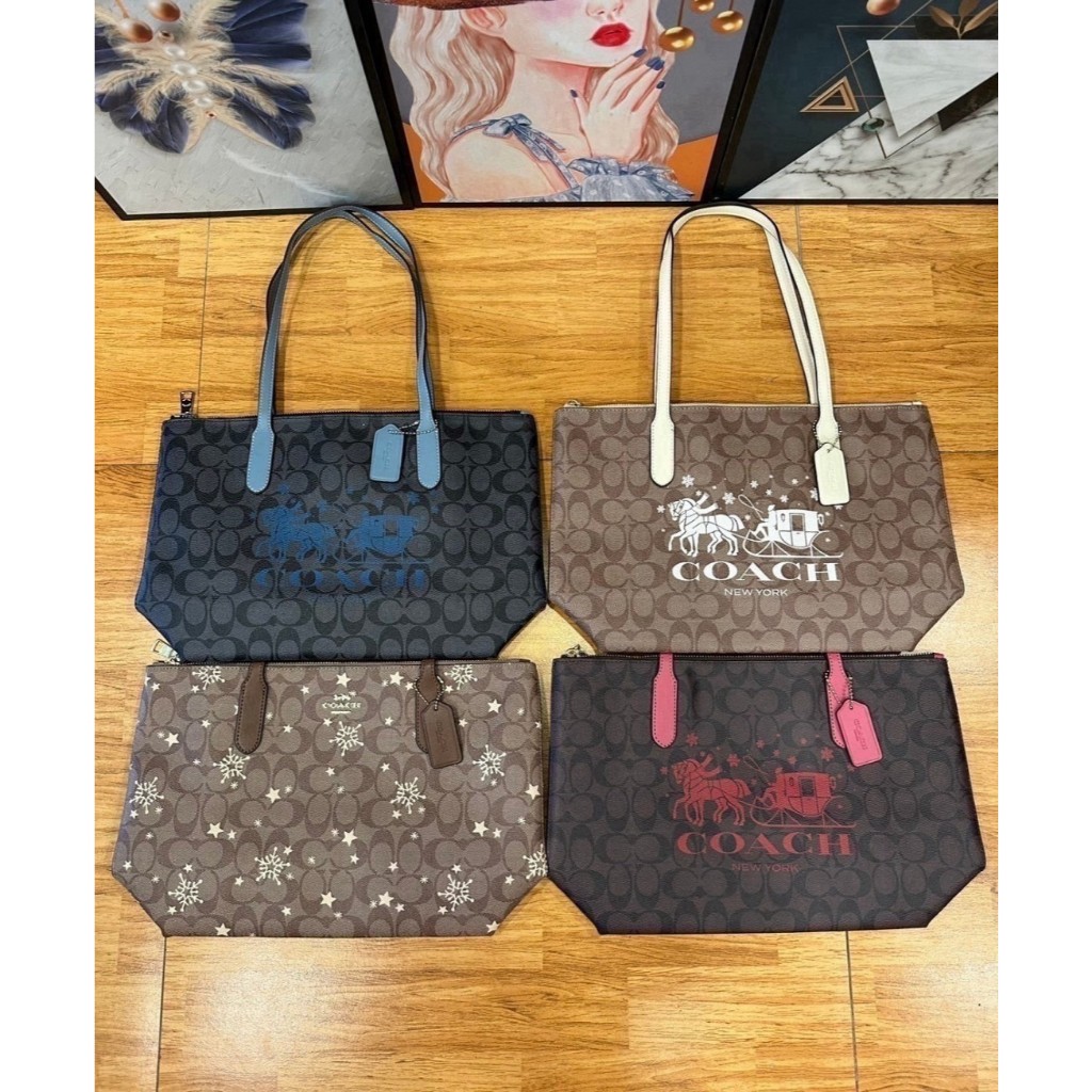 C0ach zip top tote in signature