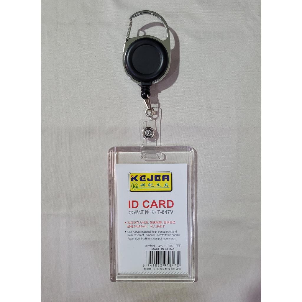 T-847 กรอบอะครีลิคใส่บัตรพนักงาน บัตรนักเรียน แนวตั้ง พร้อม yoyo ทรงกลม ด้านบนมีห่วงแขวน (แพ็ค 1 ชุด)