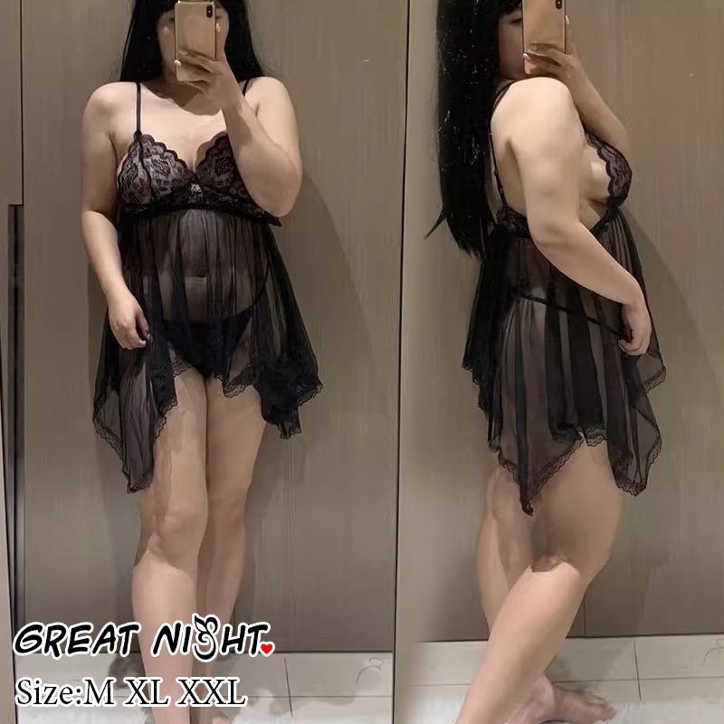❤Great Night❤ชุดนอนเซ็กซี่ไซส์ใหญ่ สาวอ้วนก็ใส่ได้ ชุดนอนซีทรู ใส่สบาย ชุดนอนไม่นอน ส่งไวจากไทย