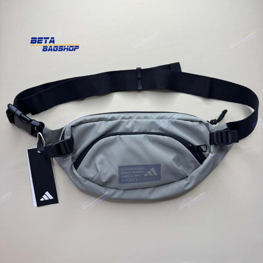 กันน้ำ Adidas แท้++ กระเป๋าคาดเอว/คาดอก Adidas แท้ !!! HYBRID WAISTBAG IQ0906 สีเทาครีม