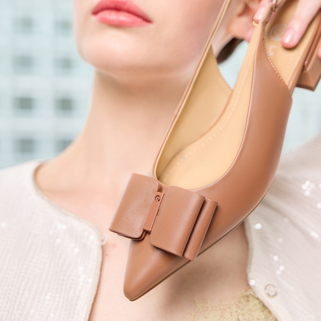 LA BELLA รุ่น ASHLEY BOW SLINGBACK - CARAMEL