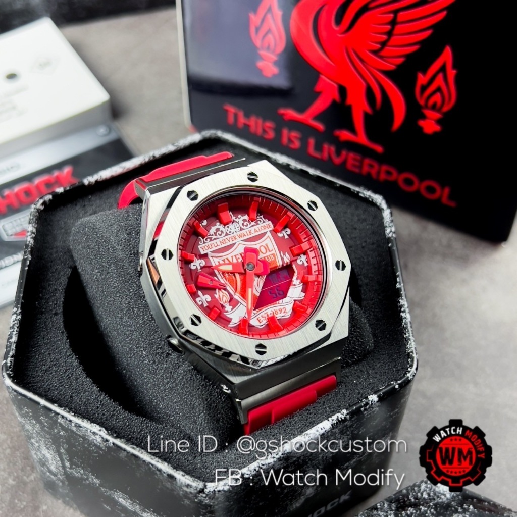G-SHOCK Ga-2100 Customized Liverpool FC AP Style Metal Face Red Rubber