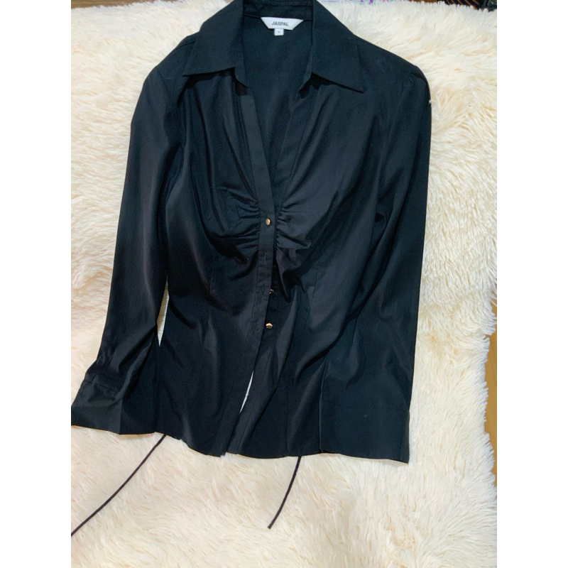 เชิ้ตJaspal CC-OO Zara เชิ้ตแขนยาวกระดุมหน้าสีดำ,สีขาว