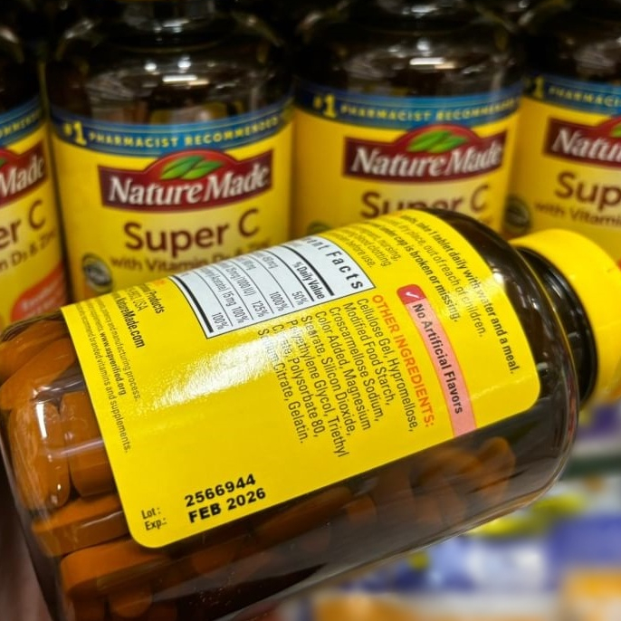 EXP: FEB/2026  Nature Made Super C มาพร้อม Vitamin D3&Zicn วิตามินนำเข้ามาจากอเมริกาแท้100%    VS1