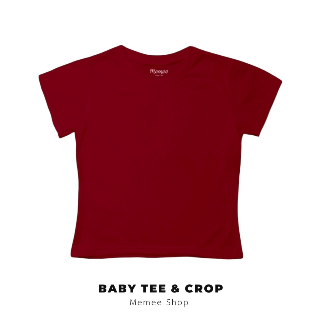 Memee ~ เสื้อยืดผ้าคอตตอน Baby Tee (สีพื้นไม่มีลาย)เสื้อผู้หญิง