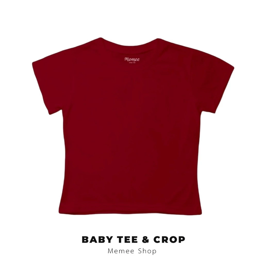 Memee ~ เสื้อยืดผ้าคอตตอน Baby Tee (สีพื้นไม่มีลาย)เสื้อผู้หญิง