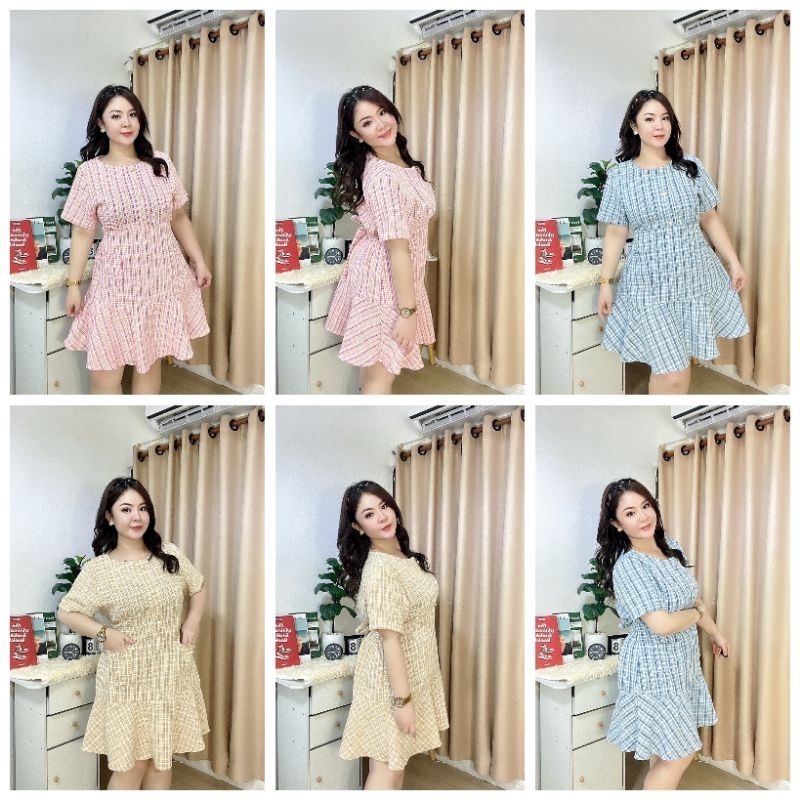 ชุดเดรสสาวอวบ ผ้าทวิส คอกลม แต่งกระดุมมุก ต่อชายระบายกระโปรง มีกะเป๋า 2 ข้างใช้งานได้ค่ะ ขนาดฟรีไซส์ รอบอก 38-46 นิ้ว