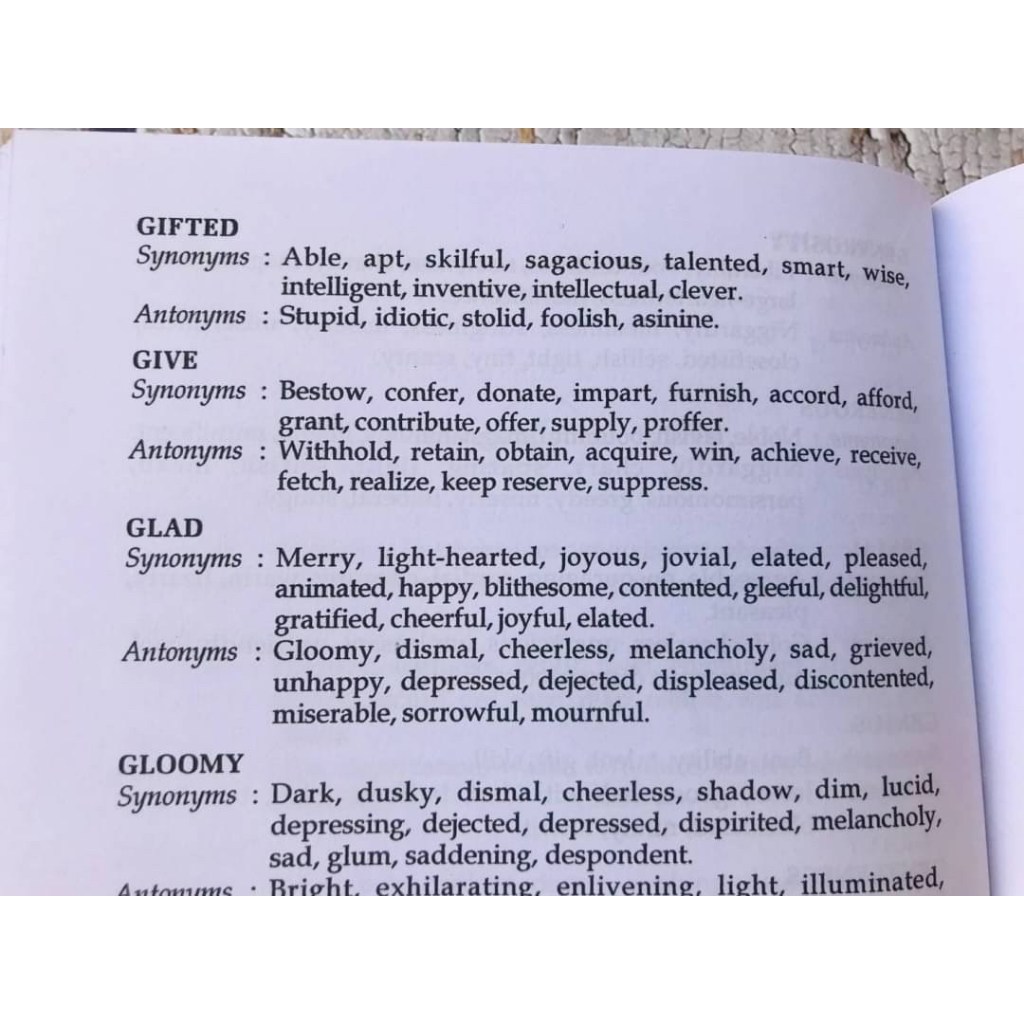 Dictionary Synonyms and Antonyms