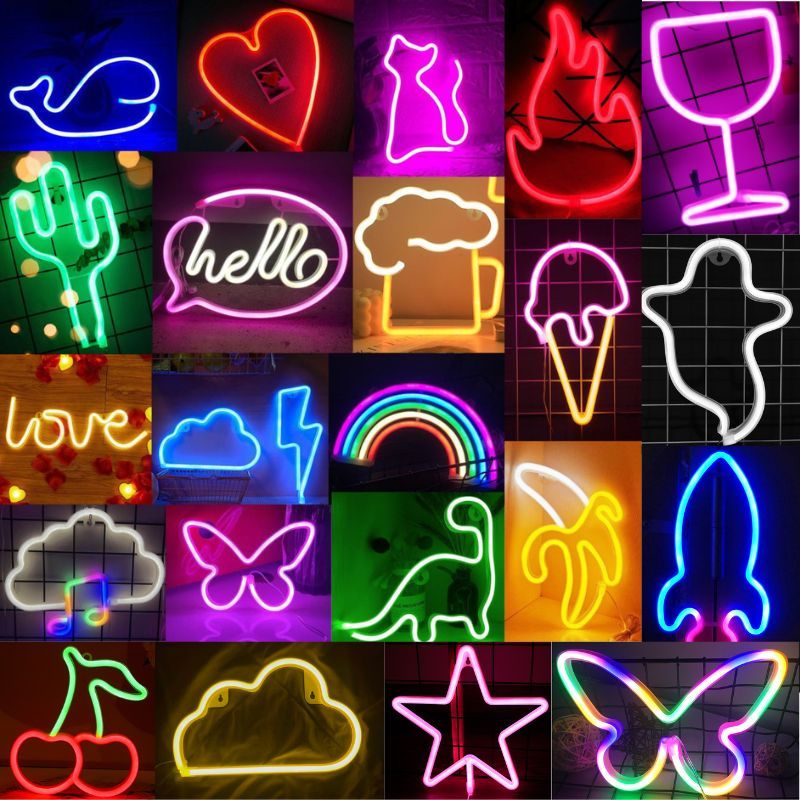 ส่งไว พร้อมส่ง ไฟนีออนแต่งห้อง ไฟนีออน LED ป้ายไฟนีออน ไฟติดผนังในห้องนอน ใช้ได้ทั้งถ่านและ USB