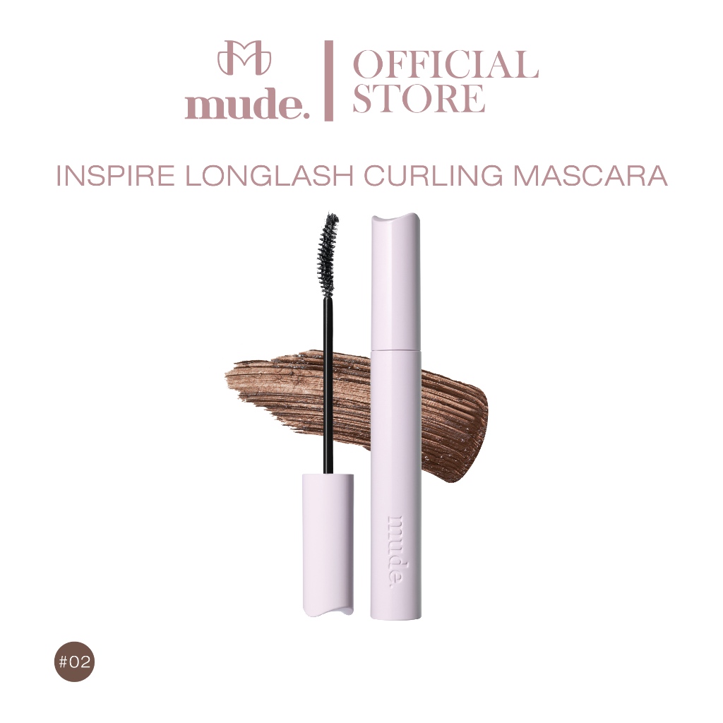 [ช้อป 2 ชิ้นแถมที่ดัดขนตา] MUDE INSPIRE LONGLASH CURLING MASCARA 8ML. 02 BROWN ( มาสคาร่า สูตรขนตายาว งอน กันน้ำ )