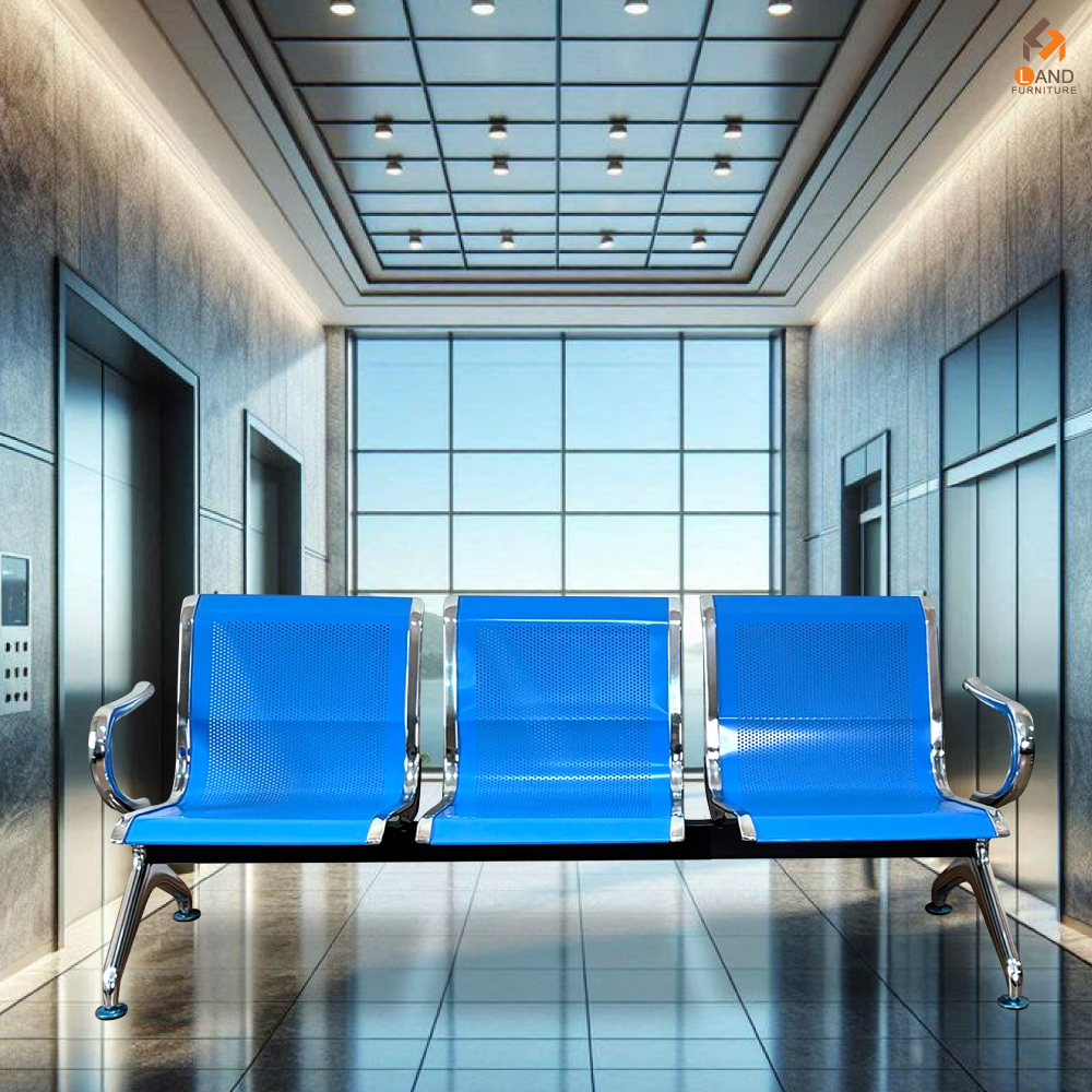 เก้าอี้แถว 3 ที่นั่ง AIRPORT ร้านค้า/โรงพยาบาล/สนามบิน รับ นน 500 กิโล (สีน้ำเงิน)