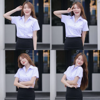 🧶เสื้อนักศึกษาหญิงเข้ารูป เสื้อนักศึกษาถูกระเบียบ [ทรงมหิดล-ทรงอาชีวะ-ทรงจุฬา]