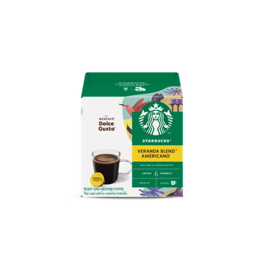 STARBUCKS BY NESCAFE DOLCE GUSTO AMERICANO VERANDA BLEND เนสกาแฟ โดลเช่ กุสโต้ แคปซูลกาแฟ AMERICANO VERANDA 12 แคปซูล
