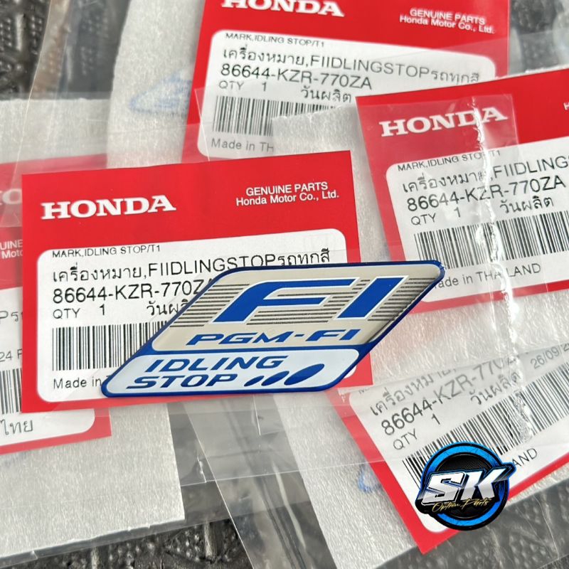 สติกเกอร์ เครื่องหมาย Fi IDLING Stop เรชิน3D สำหรับPCX,SCOOPY,CLICK,SUMER-X รับประกันสินค้า แท้เบิกศูนย์100% พร้อมส่ง