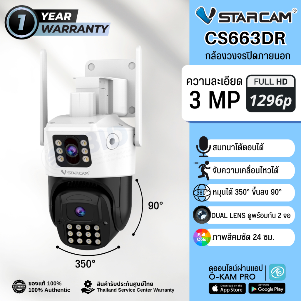 Vstarcam CS663DR Dual-lens กล้องวงจรปิด IP Camera