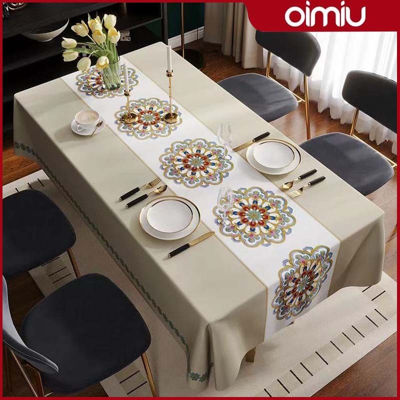 【ผ้าปูโต๊ะพรีเมี่ยม] OIMIU ผ้าปูโต๊ะ pvc กันน้ำ กันเปื้อน ทำความสะอาด สไตล์มินิมอล สําหรับตกแต่งโต๊ะทานอาหา
